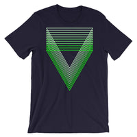 Green Chiaroscuro Triangles Unisex T-Shirt From Light to Bold Color Abyssinian Kiosk Fashion Cotton Apparel Clothing Bella Canvas Original Art
