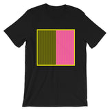 Yellow Back Black Magenta Lines Unisex T-Shirt Square Abyssinian Kiosk Fashion Cotton Apparel Clothing Bella Canvas Original Art 