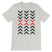 Arrows Down Up Black Red Unisex T-Shirt Abyssinian Kiosk Fashion Cotton Apparel Clothing Bella Canvas Original Art