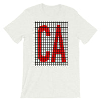 Red Black Grid CA Unisex T-Shirt Bella Canvas Original Art Abyssinian Kiosk Fashion Cotton Apparel Clothing California State America US