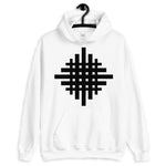 Black Weaved Cross Unisex Hoodie Abyssinian Kiosk Equal Armed Cross Fashion Cotton Apparel Clothing Gildan Original Art