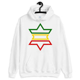 Green, Yellow, Red Outline Star of David Hoodie Abyssinian Kiosk Jewish Falasha Abyssinia Ethiopia Flag Rasta Lion of Judah Apparel Gildan Clothing