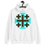 Cyan Black Orange #12 Cross Unisex Hoodie Abyssinian Kiosk Ethiopian Christian Jesus Religion Equal Arm Gildan Original Art Fashion Cotton Apparel Clothing