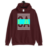 White Cyan CA Unisex Hoodie Yellow Lines Dashes Abyssinian Kiosk California State Initials Fashion Cotton Apparel Clothing Gildan Original Art