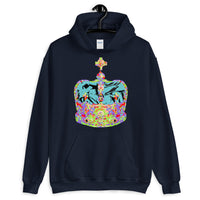 Funky Crown Light Blue Unisex Hoodie Abyssinian Kiosk Empress Menen Crown Haile Selassie Colors African Royal Royalty Fashion Cotton Apparel Clothing Gildan Original Art