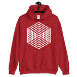 White Cube Illusion Unisex Hoodie Abyssinian Kiosk 3D Bars Polygon Fashion Cotton Apparel Clothing Gildan Original Art