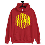 Yellow Cube Illusion Unisex Hoodie Abyssinian Kiosk 3D Bars Polygon Fashion Cotton Apparel Clothing Gildan Original Art 