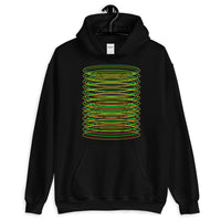 Green Yellow Red Ellipse Unisex Hoodie Abyssinian Kiosk Contained Chaos of Hovering Ellipses Fashion Cotton Apparel Clothing Gildan Original Art