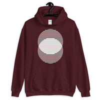 White Lined Circles Unisex Hoodie Abyssinian Kiosk Joining Circles Fashion Cotton Apparel Clothing Gildan Original Art