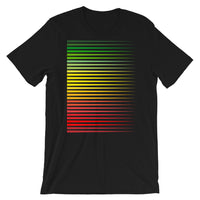 Green to Yellow to Red Streaks Unisex T-Shirt Abyssinian Kiosk Fashion Cotton Apparel Clothing Bella Canvas Original Art Green Yellow Red Ethiopia Ethiopian Flag