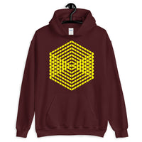 Yellow Cube Illusion Unisex Hoodie Abyssinian Kiosk 3D Bars Polygon Fashion Cotton Apparel Clothing Gildan Original Art 