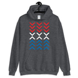 Arrows Down Up RWB Unisex Hoodie Red White Blue America Abyssinian Kiosk Fashion Cotton Apparel Clothing Gildan Original Art