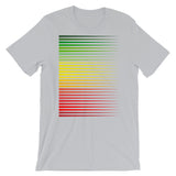 Green to Yellow to Red Streaks Unisex T-Shirt Abyssinian Kiosk Fashion Cotton Apparel Clothing Bella Canvas Original Art Green Yellow Red Ethiopia Ethiopian Flag