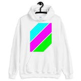 Cyan Magenta Green Stripes Unisex Hoodie Abyssinian Kiosk Diagonal Stripes Fashion Cotton Apparel Clothing Gildan Original Art