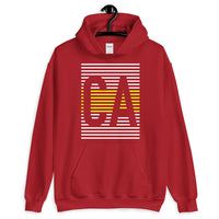 CA White Yellow Lines Unisex Hoodie California State Abyssinian Kiosk Fashion Cotton Apparel Clothing Gildan Original Art