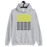 Dark Yellow & Grey Grid Bars Unisex Hoodie Abyssinian Kiosk Rectangle Bars Spaced Evenly Grid Pattern Fashion Cotton Apparel Clothing Gildan Original Art