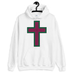 Black Pink Green Maze Cross Unisex Hoodie Abyssinian Kiosk Christian Jesus Religion Lined Latin Cross Gildan Original Art Fashion Cotton Apparel Clothing